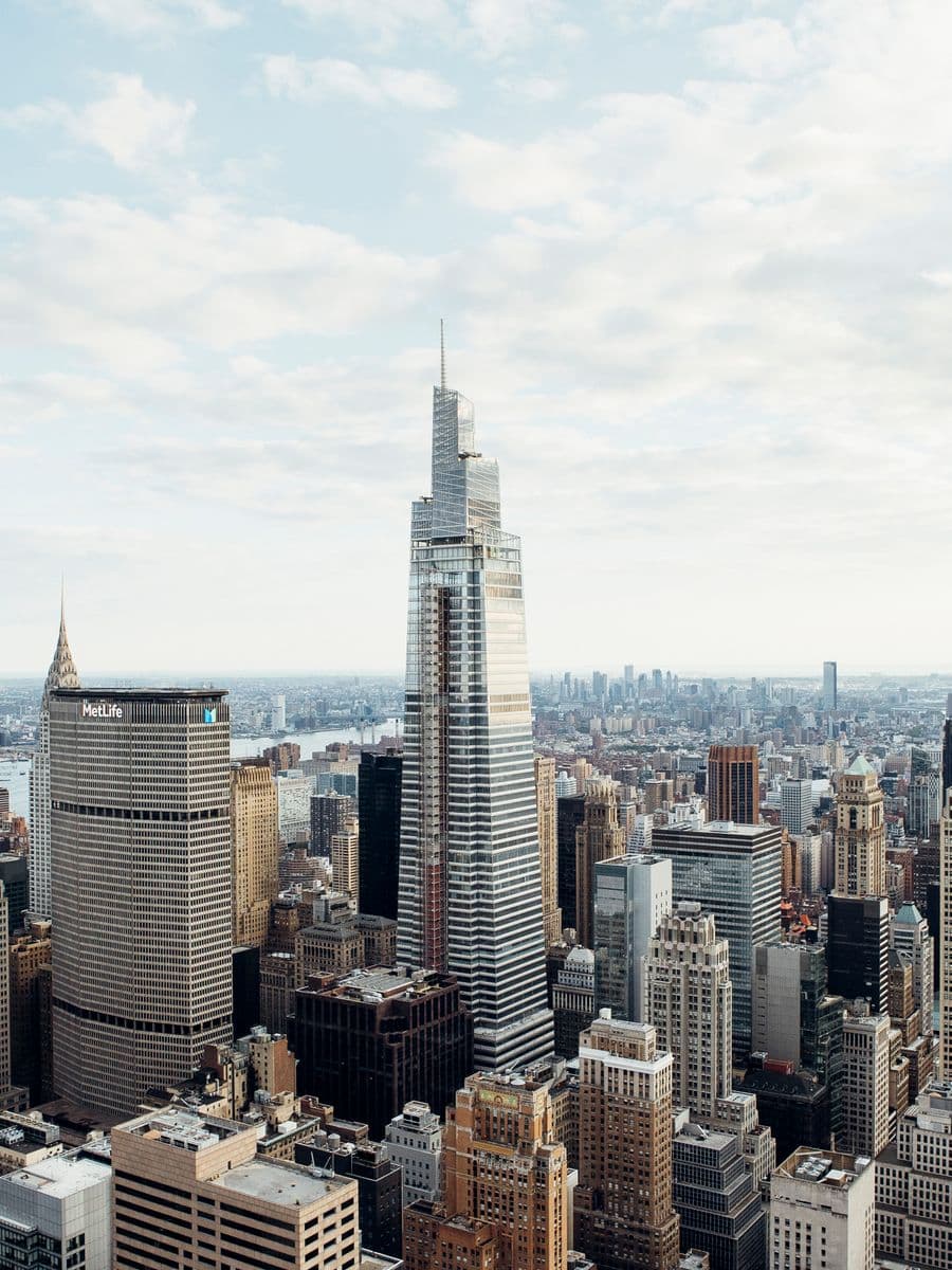 Modern financial district skyscrapers